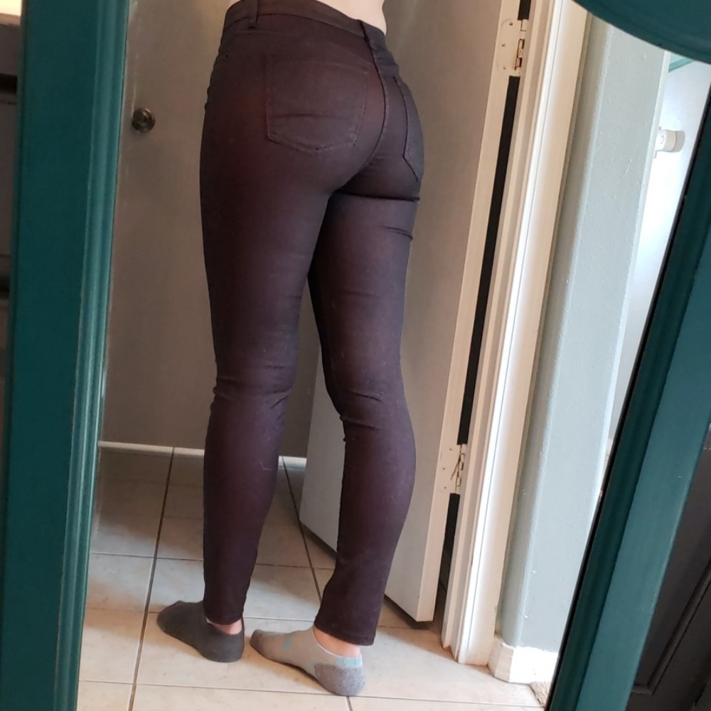 Free people burgundy's sparkle skinny jeans